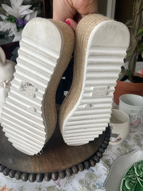 Crown Vintage Daylen Black Espadrille Platform Sandals Size 7M - Picture 4 of 9